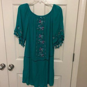 Large Teal Xhilaration off the shoulder dress